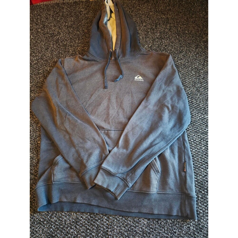 Quiksilver Mens L Navy Hoodie 1969 A Touch of Paradise Sunset Surf Graphic